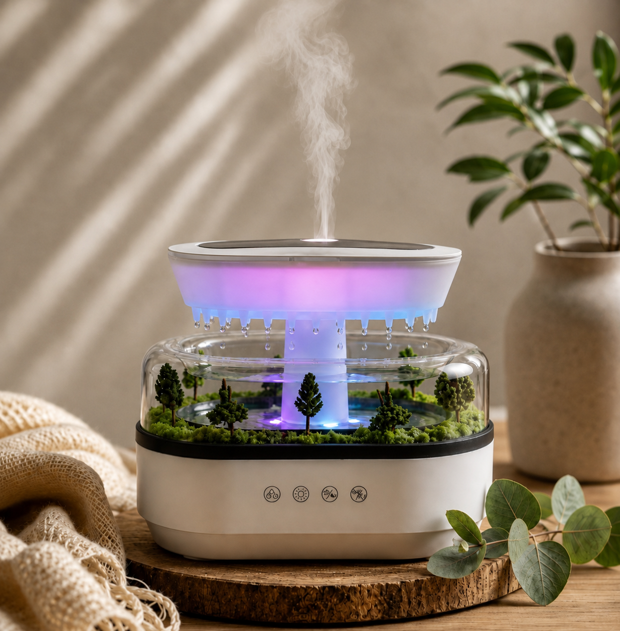 Ultradźwiękowy Nawilżacz Powietrza "Rain Cloud Oasis" - Mikro-krajobraz i Aromaterapia