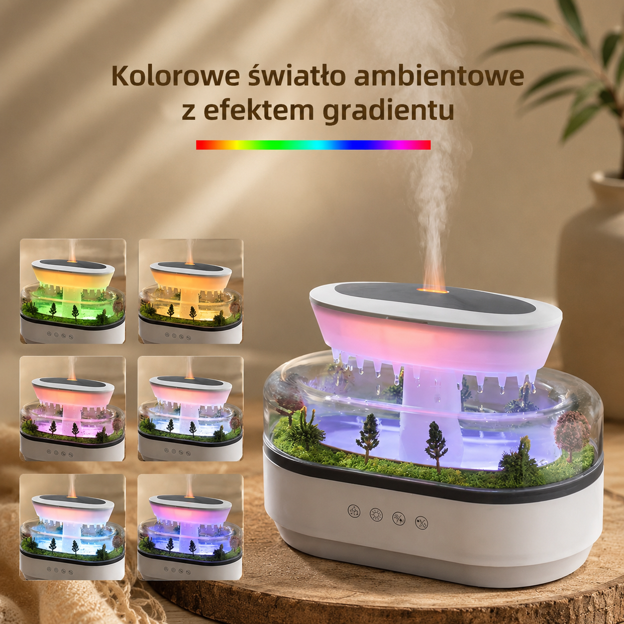 Ultradźwiękowy Nawilżacz Powietrza "Rain Cloud Oasis" - Mikro-krajobraz i Aromaterapia